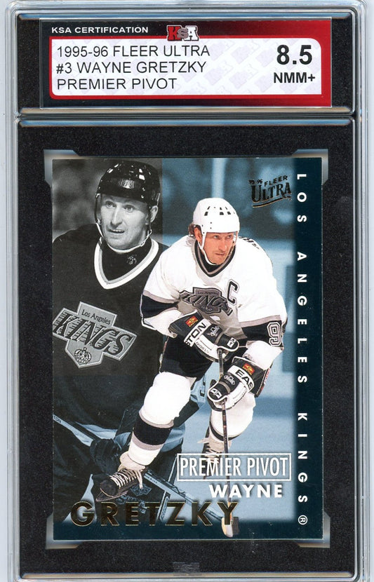 1995/96 Fleer Ultra Wayne Gretzky Premier Pivot Graded Card #3 KSA 8.5