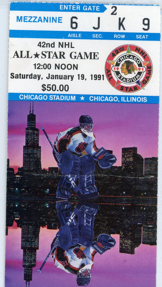 42nd NHL All-Star Game Vintage Ticket Stub Chicago Stadium 1991