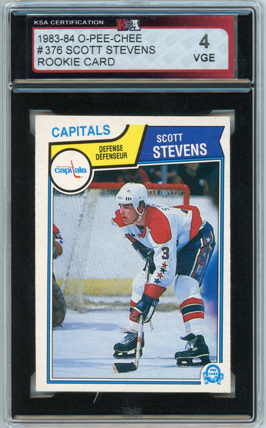 1983/84 OPC O-Pee-Chee Scott Stevens Graded Rookie Card #376 KSA 4