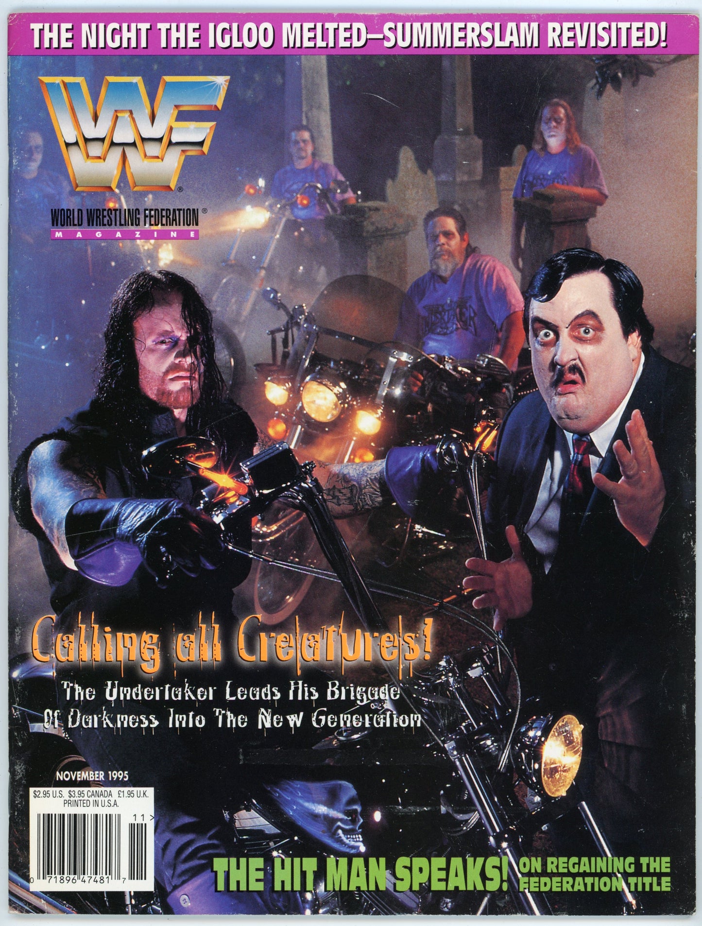 WWF WWE Vintage Wrestling Magazine (November 1995) Undertaker / Paul Bearer Cover