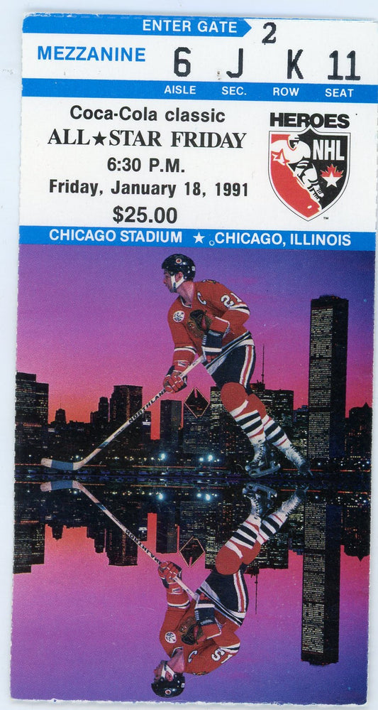 NHL All-Star Friday Game Vintage Ticket Stub Chicago Stadium 1991