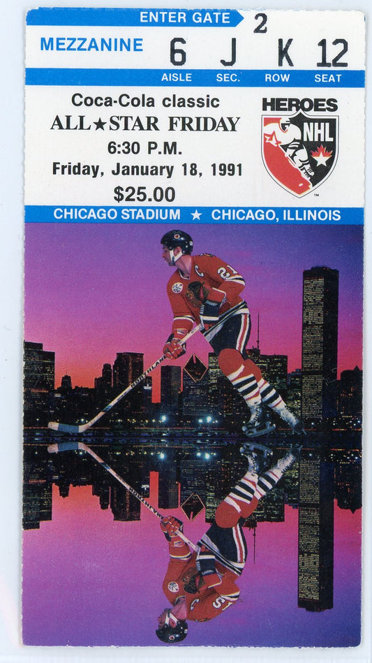 NHL All-Star Friday Game Vintage Ticket Chicago Stadium 1991 Damphousse MVP