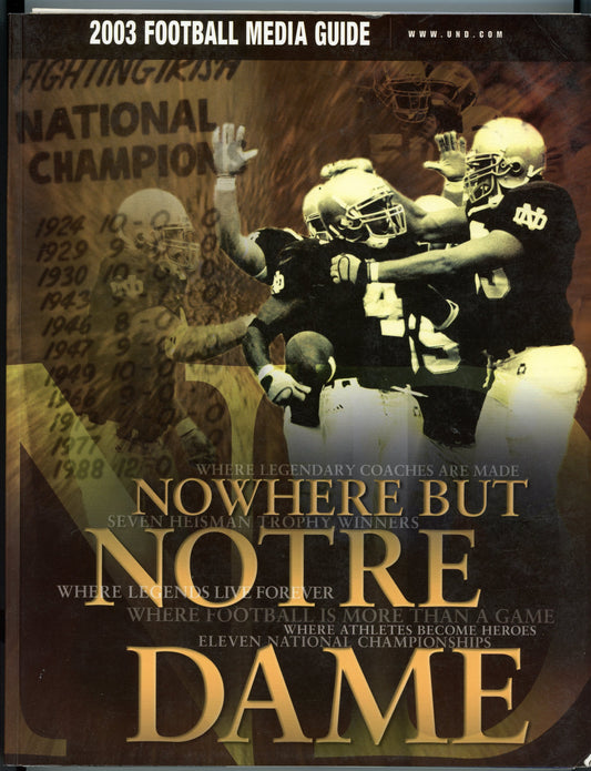Original 2003 Notre Dame College Football Program Media Guide