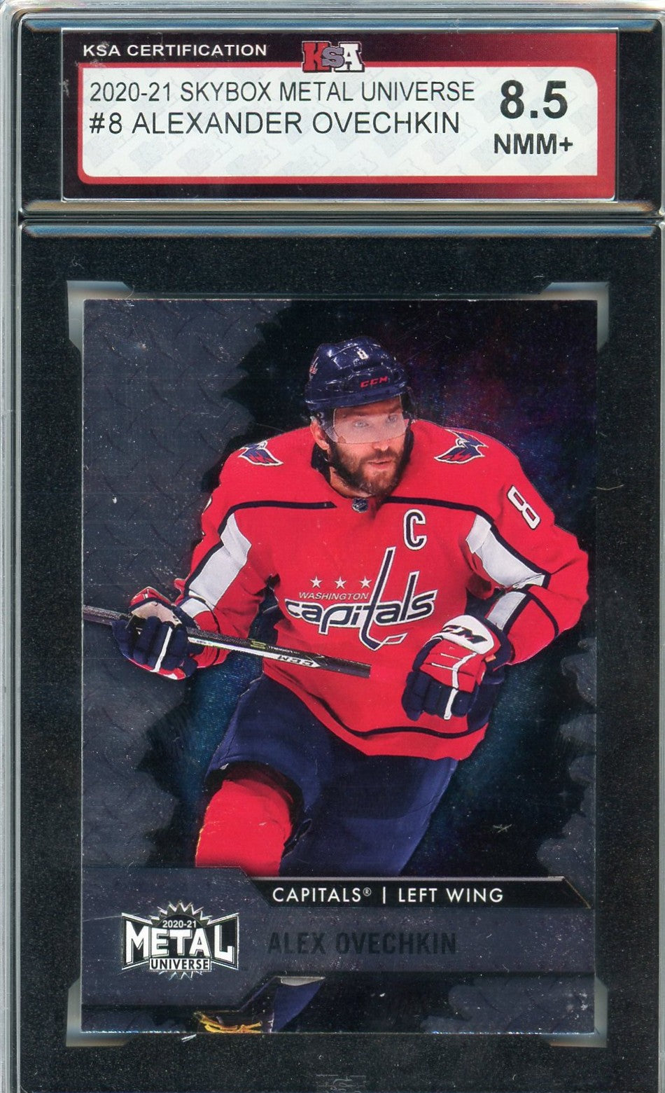 2020/21 Skybox Metal Universe Alexander Ovechkin Graded Card #8 KSA 8.5