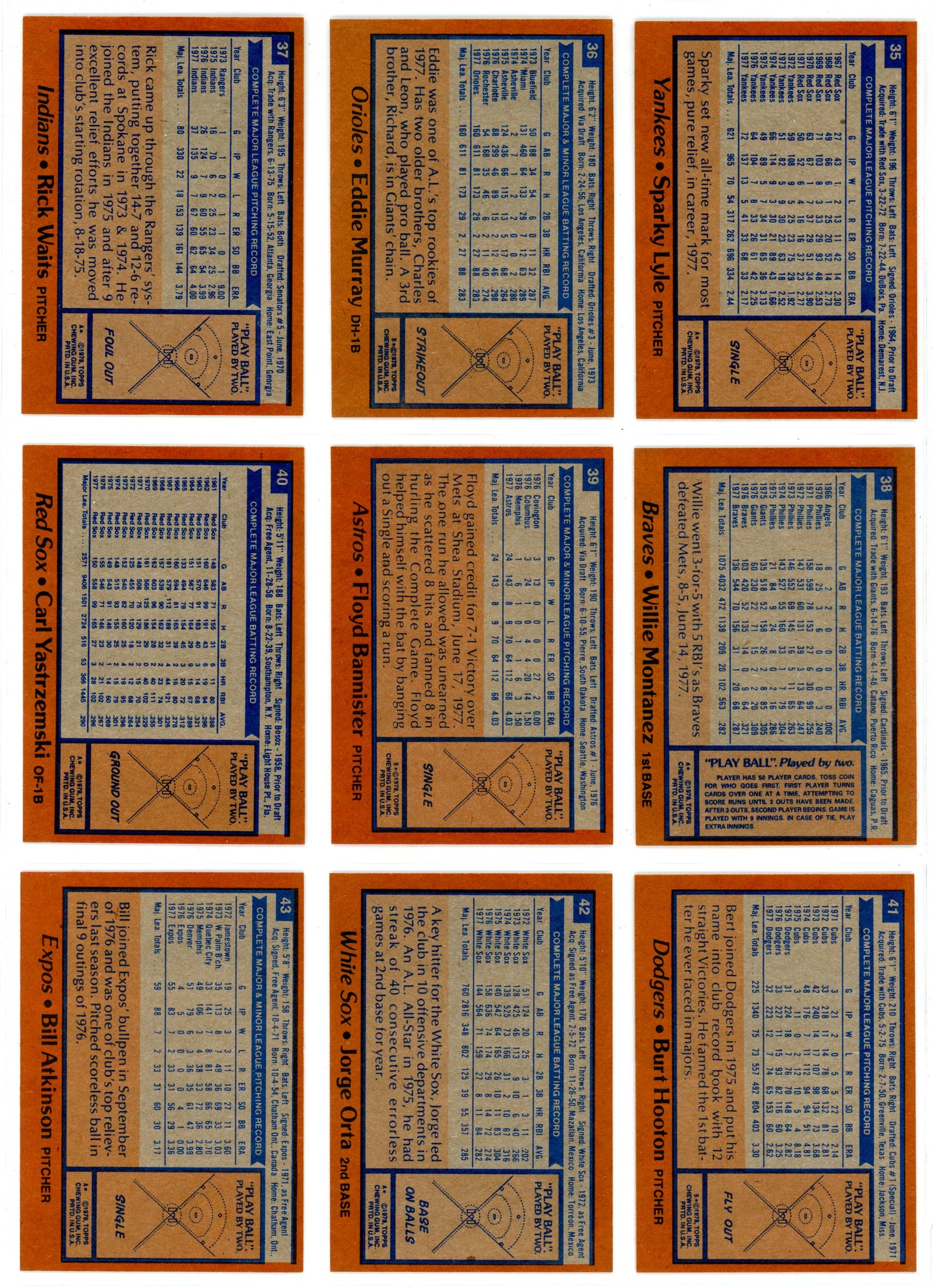 1978 Topps Baseball Card Complete Set (726 Cards) Eddie Murray Rookie Looks Incredible!