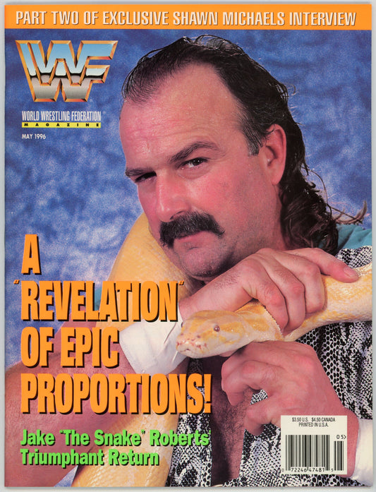WWF WWE Vintage Wrestling Magazine (May 1996) Jake "The Snake" Roberts Cover