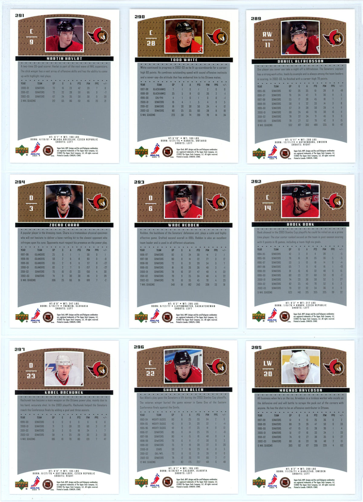 2003/04 Upper Deck MVP Hockey Card Complete Set (440 Cards) *No Redemption Rookie Cards*