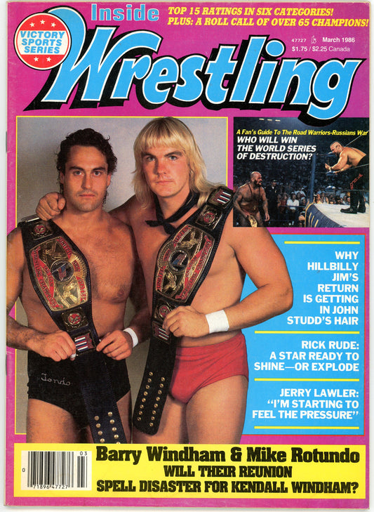 Inside Wrestling Vintage Magazine (March, 1986) Barry Windham, Mike Rotundo