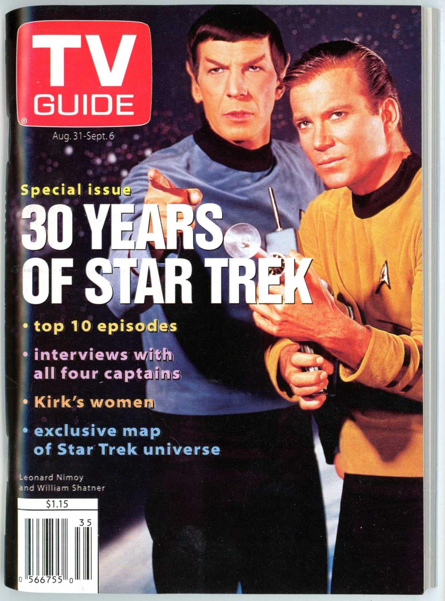 TV Guide Canada Vintage Magazine (August 31-September 6 1996) Newsstand Shatner Nimoy