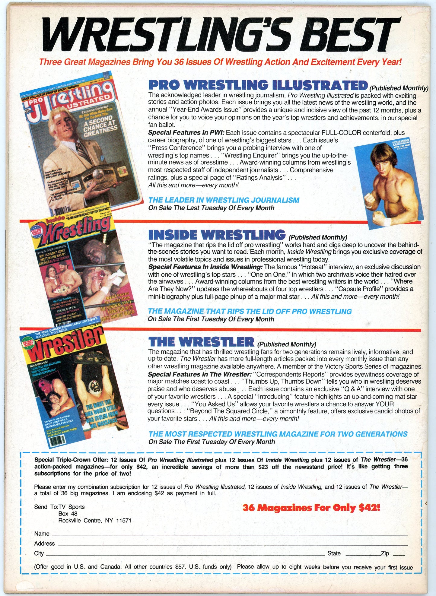 Inside Wrestling Vintage Magazine (March, 1986) Barry Windham, Mike Rotundo