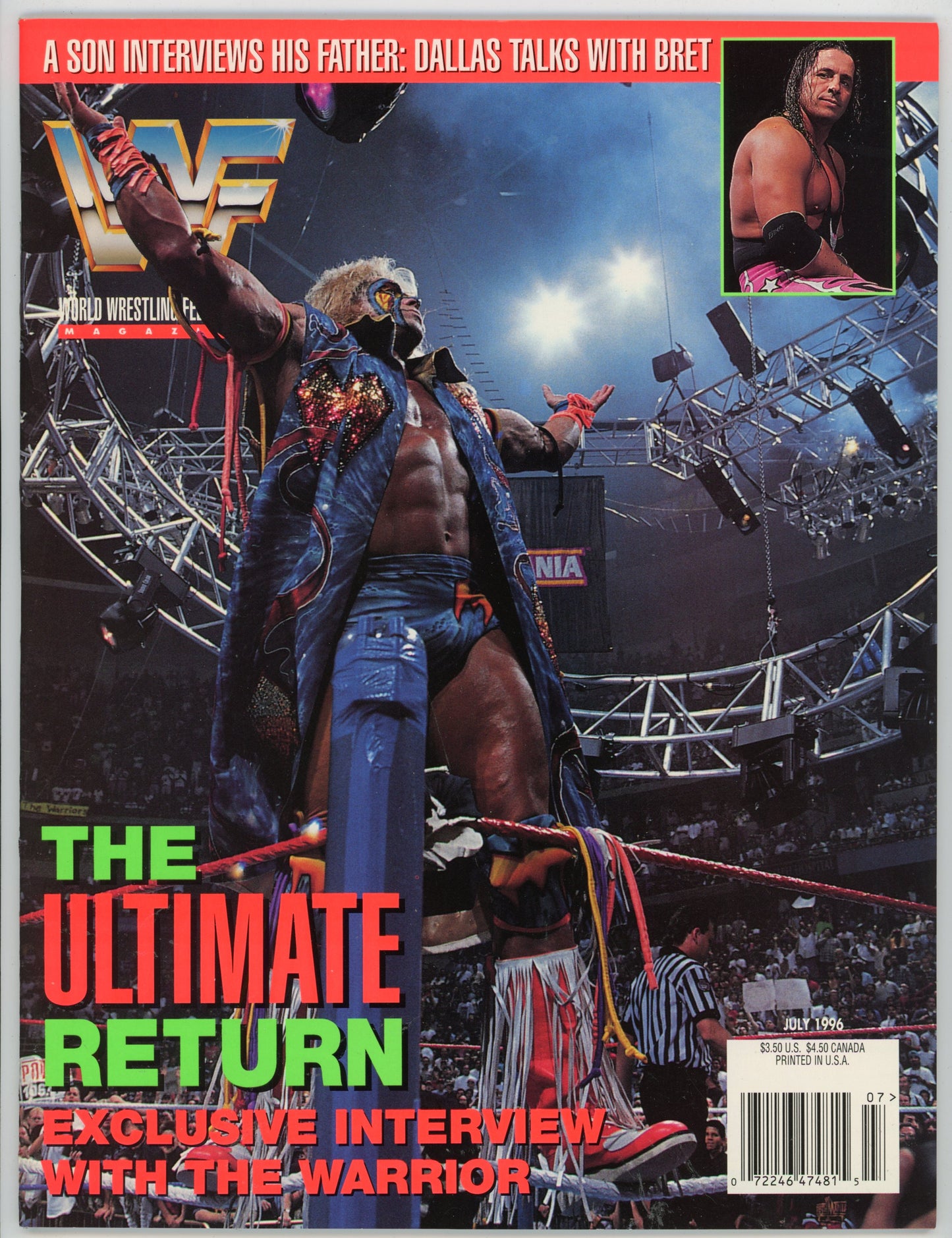 WWF WWE Vintage Wrestling Magazine (July 1996) Ultimate Warrior Cover