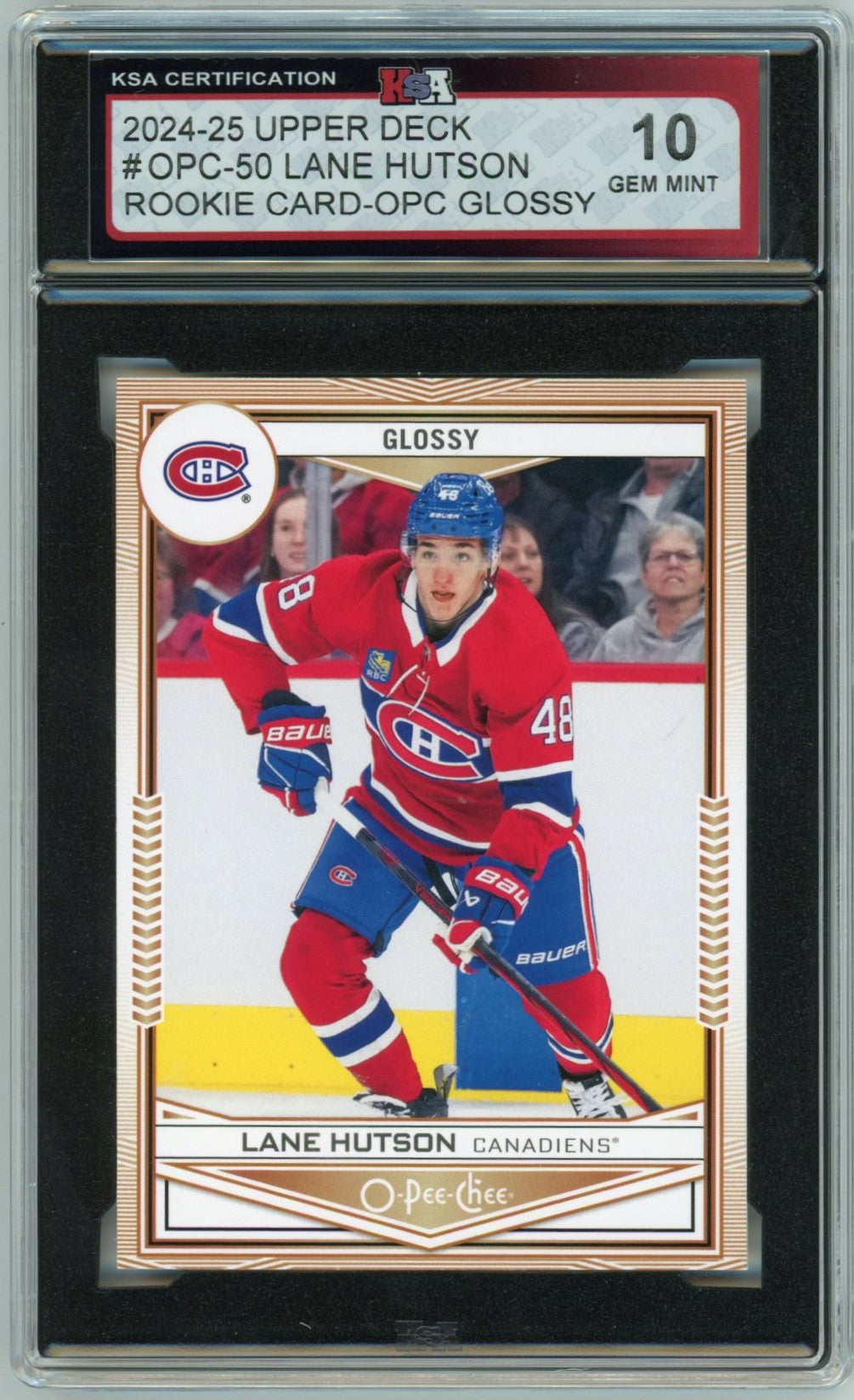 2024/25 Upper Deck Lane Hutson OPC Glossy Graded Rookie Card #OPC-50 KSA 10