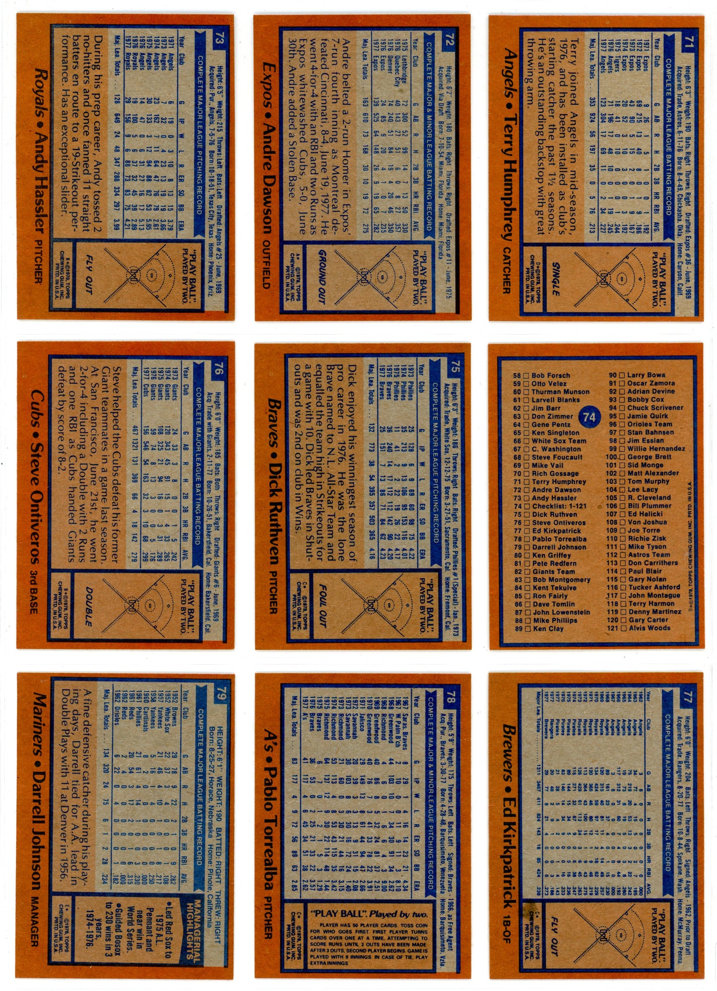 1978 Topps Baseball Card Complete Set (726 Cards) Eddie Murray Rookie Looks Incredible!