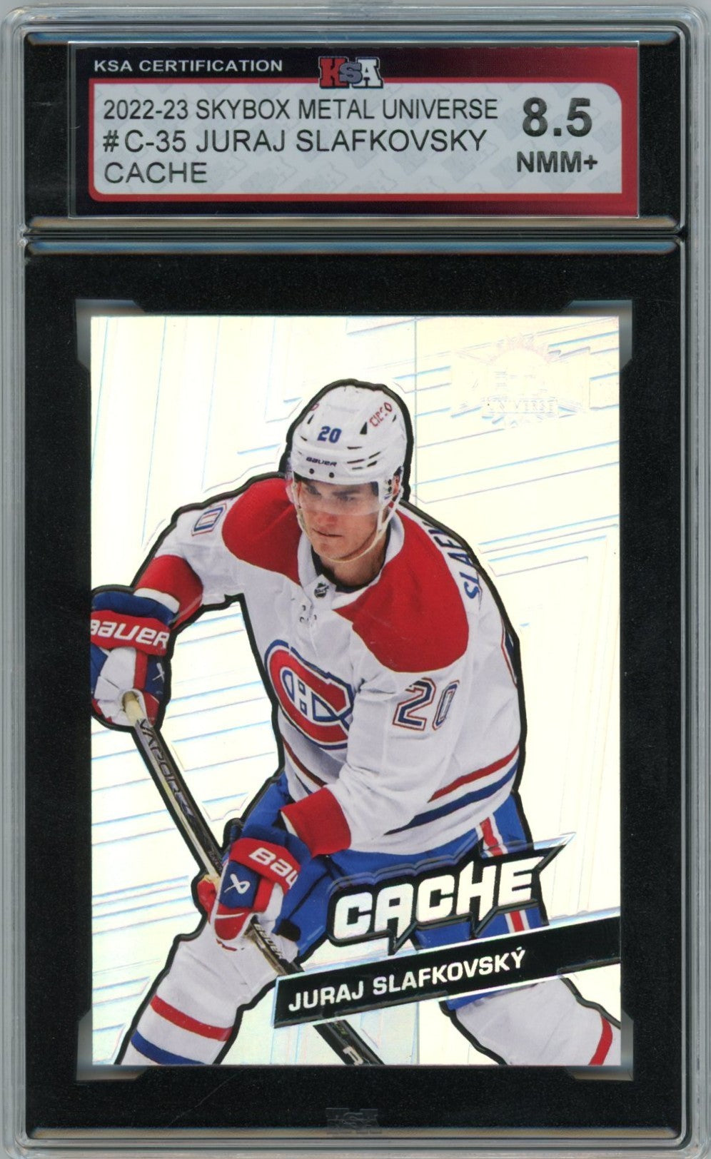 2022/23 Skybox Metal Universe Juraj Slafkovsky Cache Graded Hockey Card #C-35 KSA 8.5