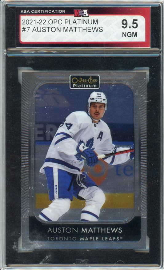 2021/22 OPC O-Pee-Chee Platinum Auston Matthews Graded Card #7 KSA 9.5