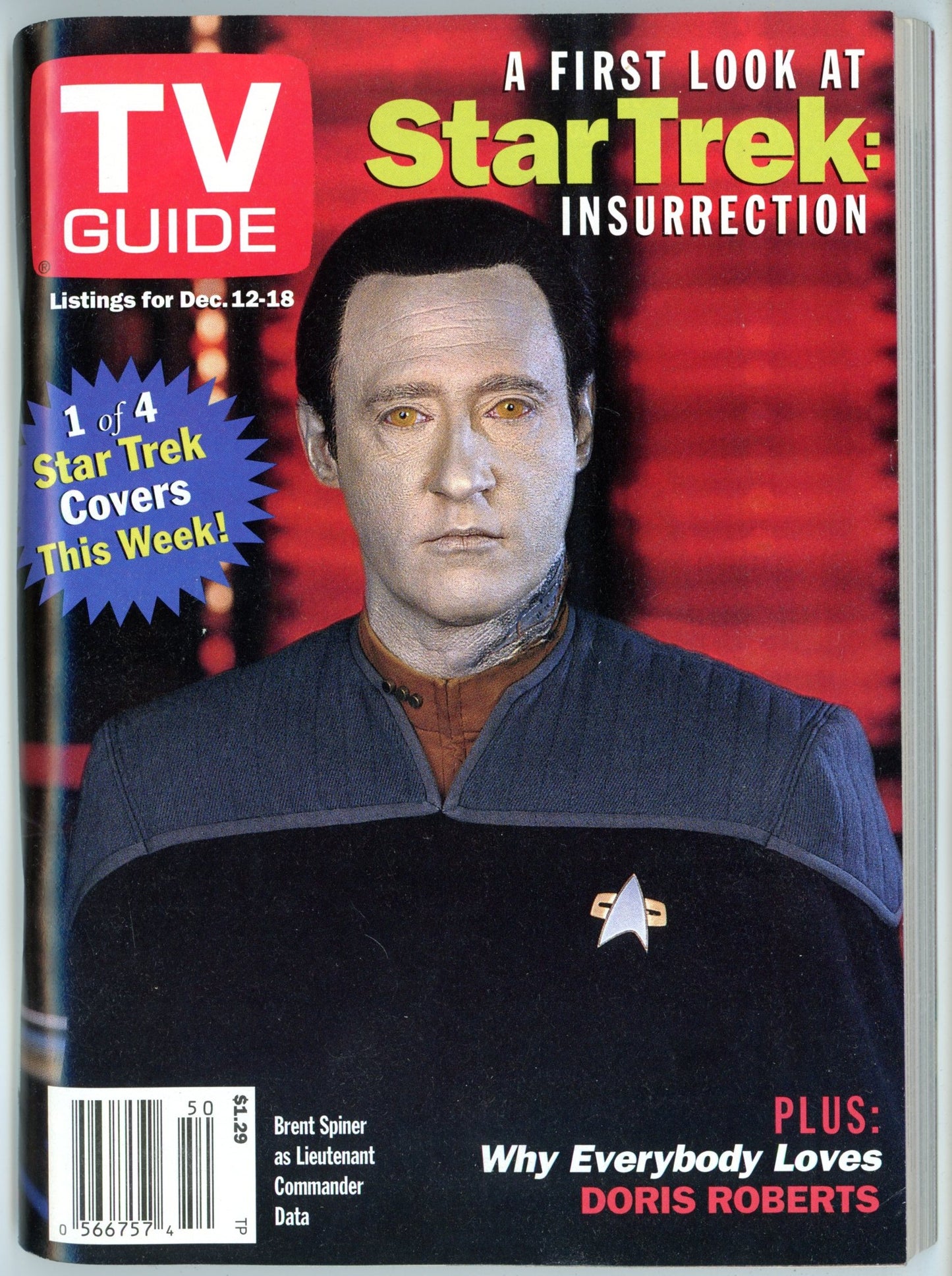 TV Guide Canada Vintage Magazine (December 12-18 1998) Newsstand Brent Spiner Cover