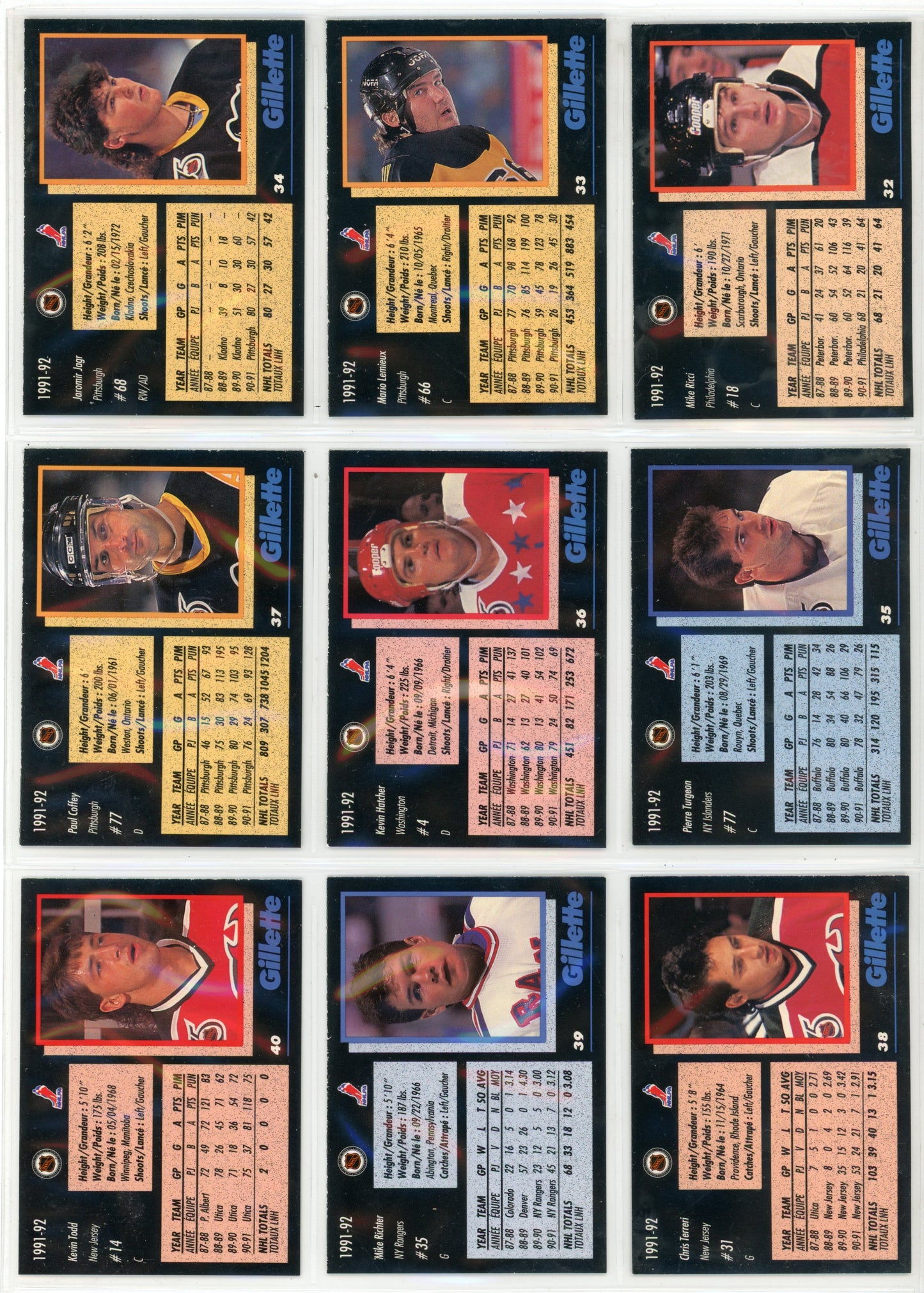 1991/92 Gillette NHL Hockey Card Complete Set (48 Cards)