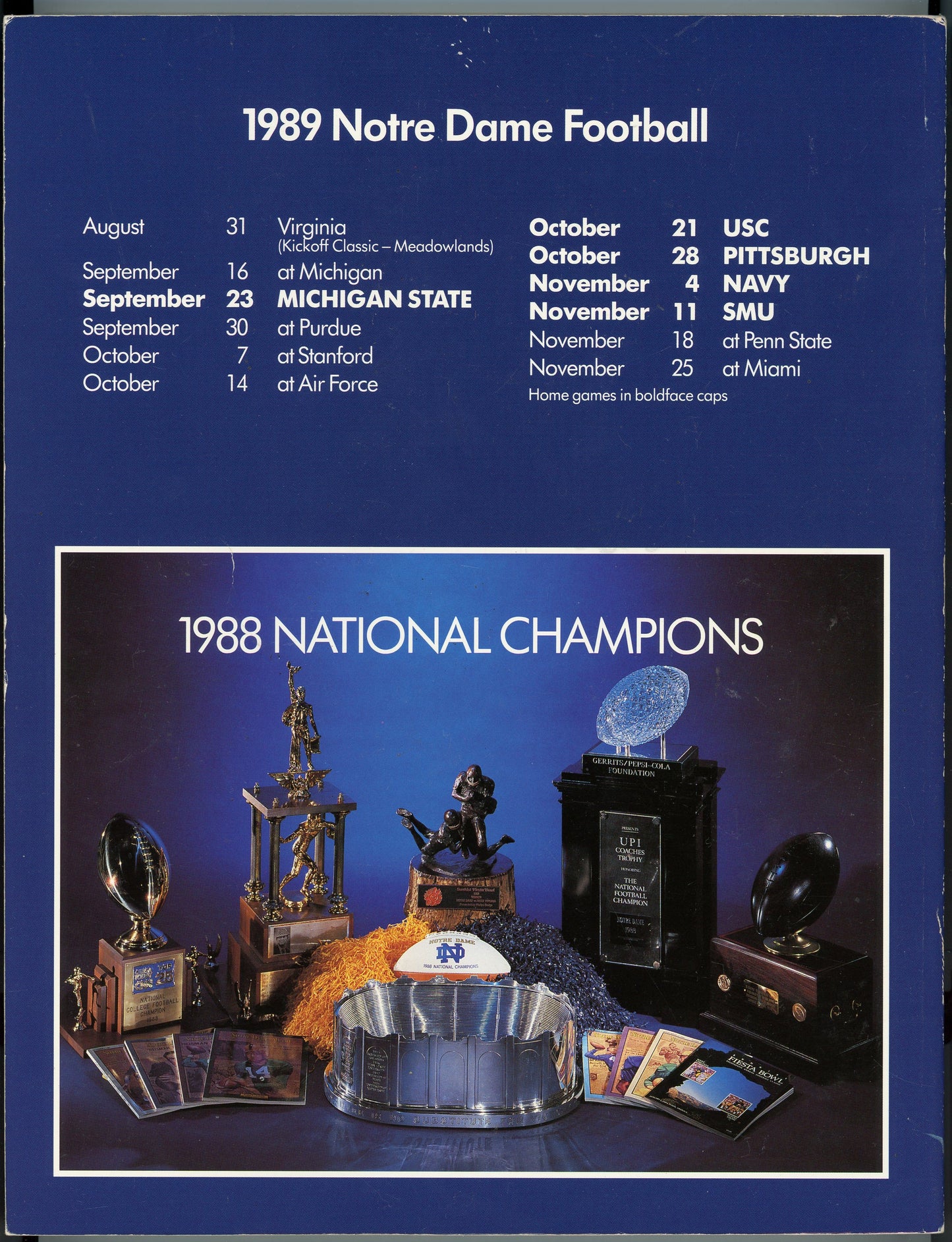 Original 1989 Notre Dame College Football Program Media Guide