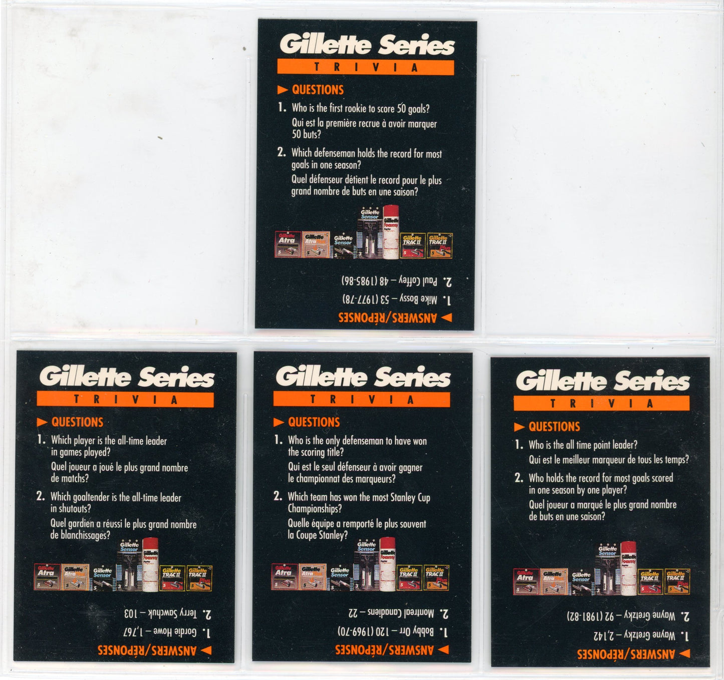 1991/92 Gillette NHL Hockey Card Complete Set (48 Cards)