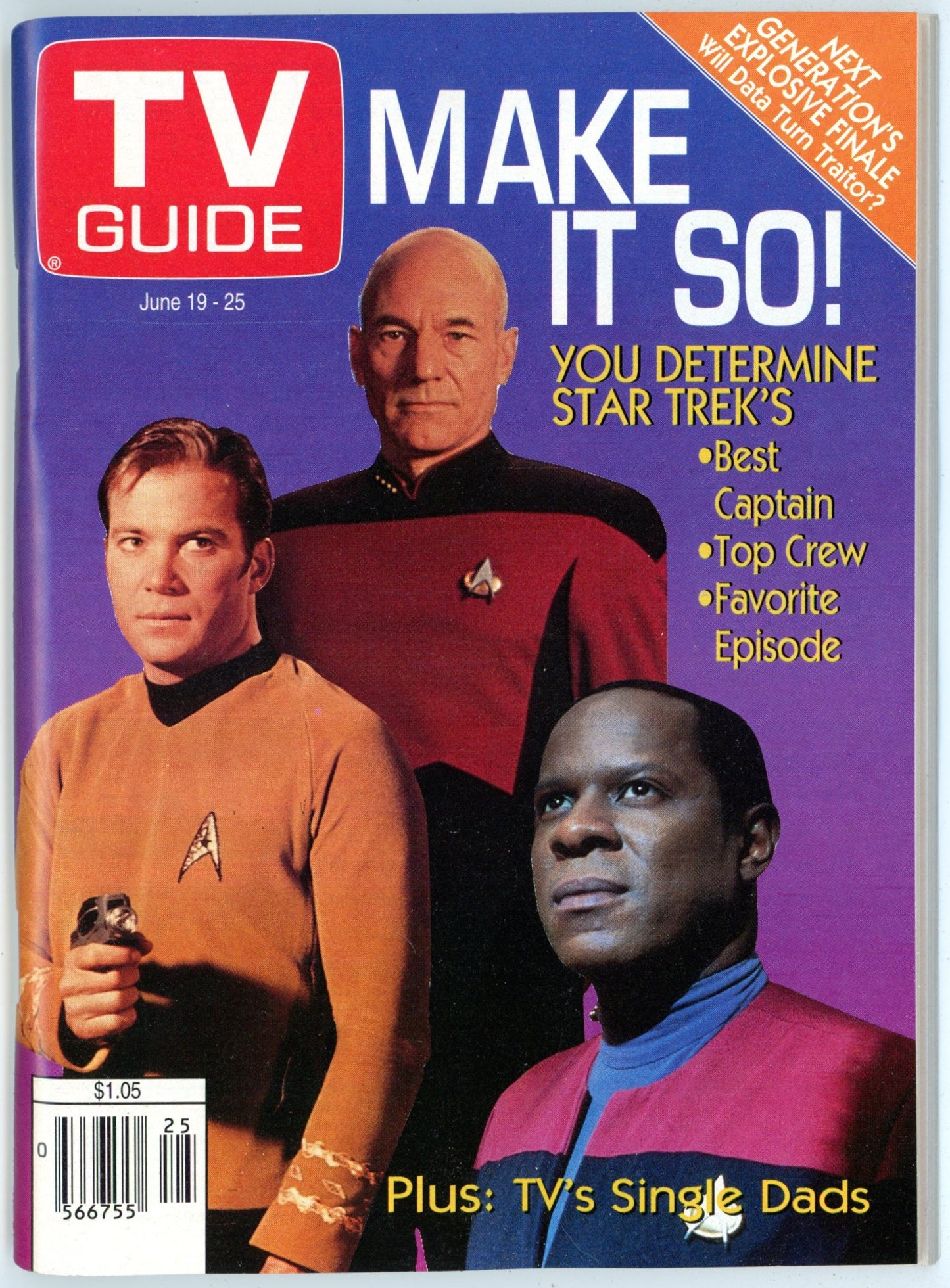 TV Guide Canada Vintage Magazine (June 19-25 1998) Newsstand Star Trek Captains