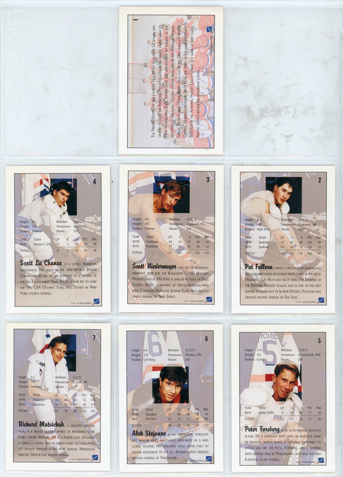 1991 Ultimate Draft NHL Hockey Card Complete Set (90 Cards)