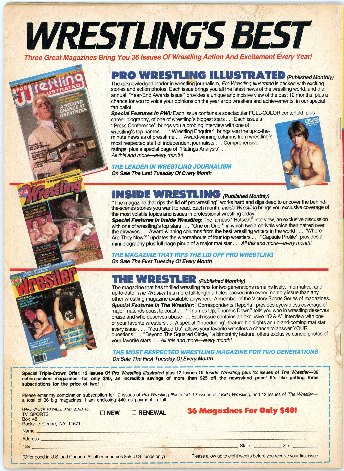 Inside Wrestling Vintage Magazine (September, 1985) "Rowdy" Roddy Piper