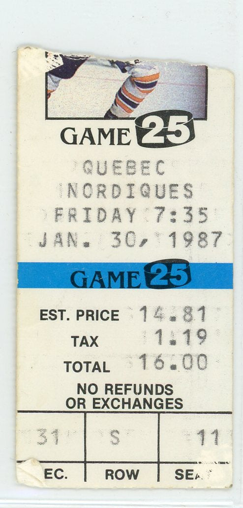 Quebec Nordiques Vintage Ticket Stub Colisée 1987 Buffalo Sabres