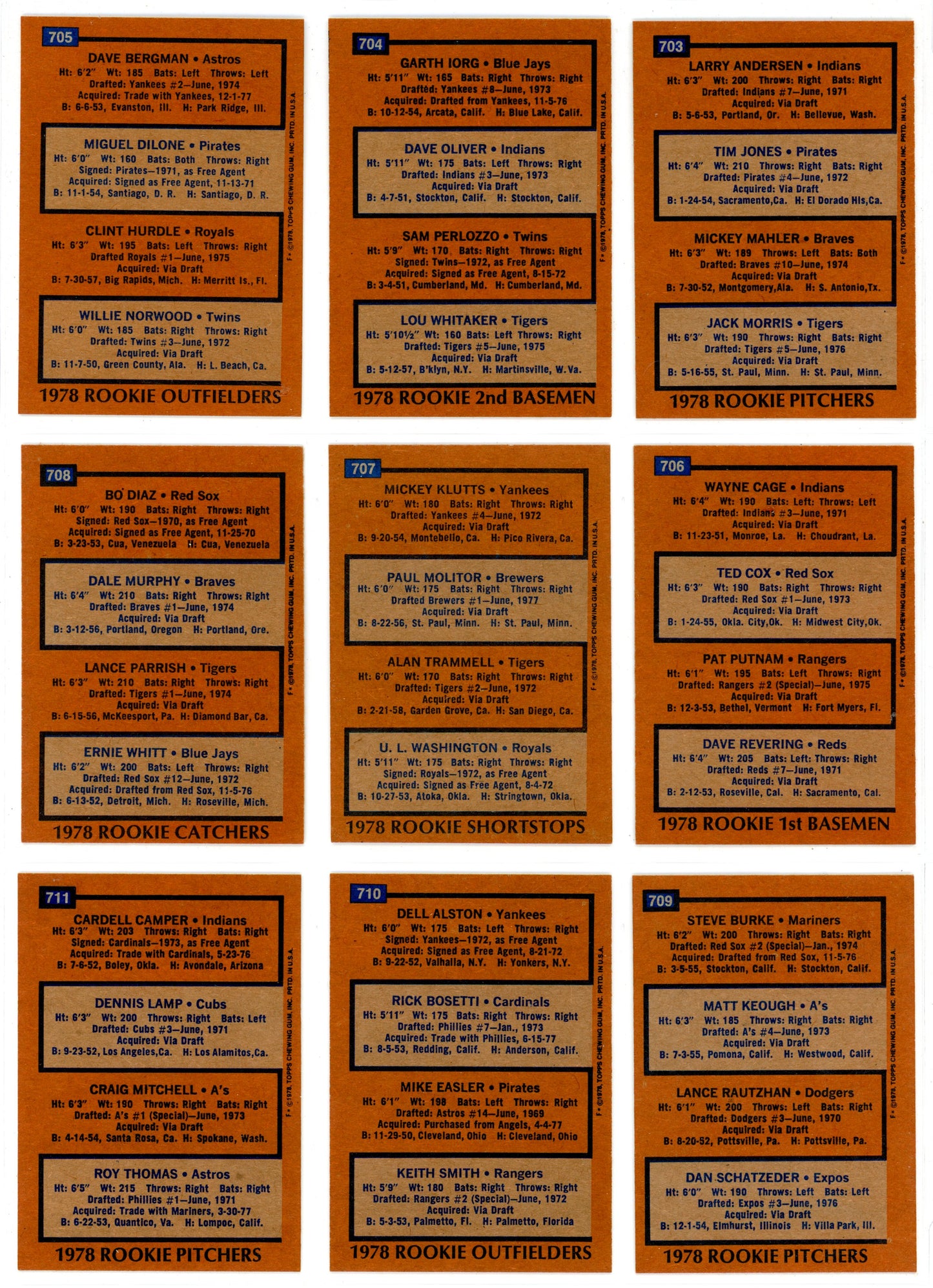1978 Topps Baseball Card Complete Set (726 Cards) Eddie Murray Rookie Looks Incredible!