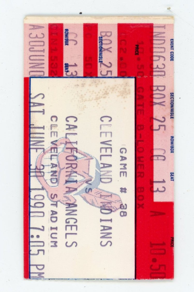 Cleveland Indians vs. California Angels Vintage Ticket Stub Cleveland Stadium (Cleveland, 1990)