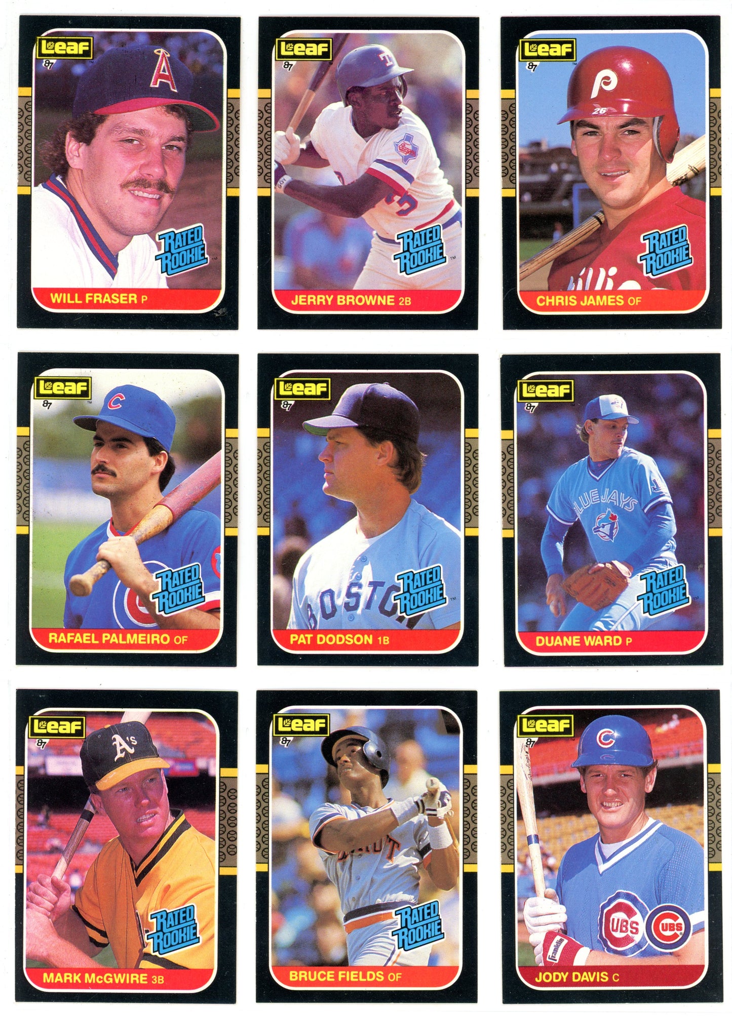 1987 Leaf Baseball Card Complete Set (264 Cards) + Roberto Clemente Puzzle Maddux, Bo Jackson Rookie High Grade!