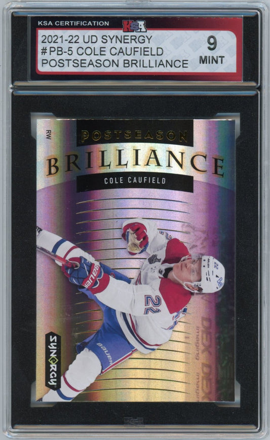2021/22 Upper Deck Synergy Cole Caufield Postseason Brilliance Graded Card #PB-5 KSA 9