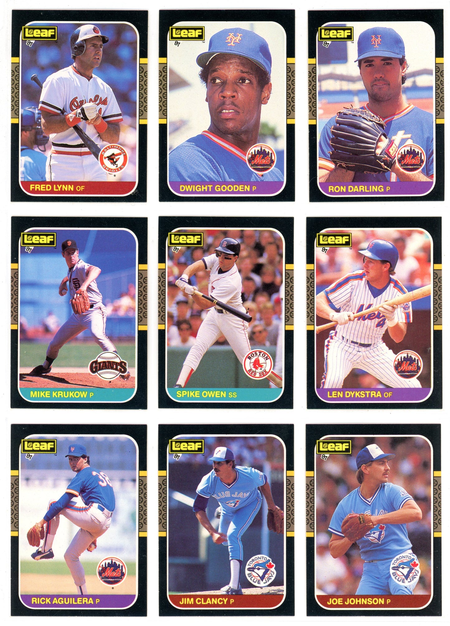 1987 Leaf Baseball Card Complete Set (264 Cards) + Roberto Clemente Puzzle Maddux, Bo Jackson Rookie High Grade!
