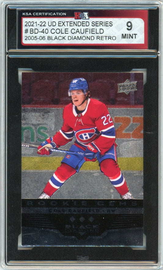 2021/22 Upper Deck Extended Cole Caufield Black Diamond Retro Graded Card #BD-40 KSA 9