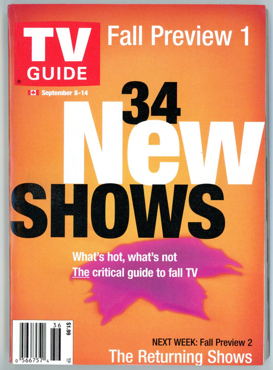 TV Guide Canada Vintage Magazine (September 8-14 2001) Newsstand Fall Preview 1