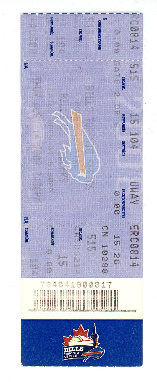 Buffalo Bills vs. Pittsburgh Steelers Toronto Series Ticket Rogers Centre (Toronto, 2008)