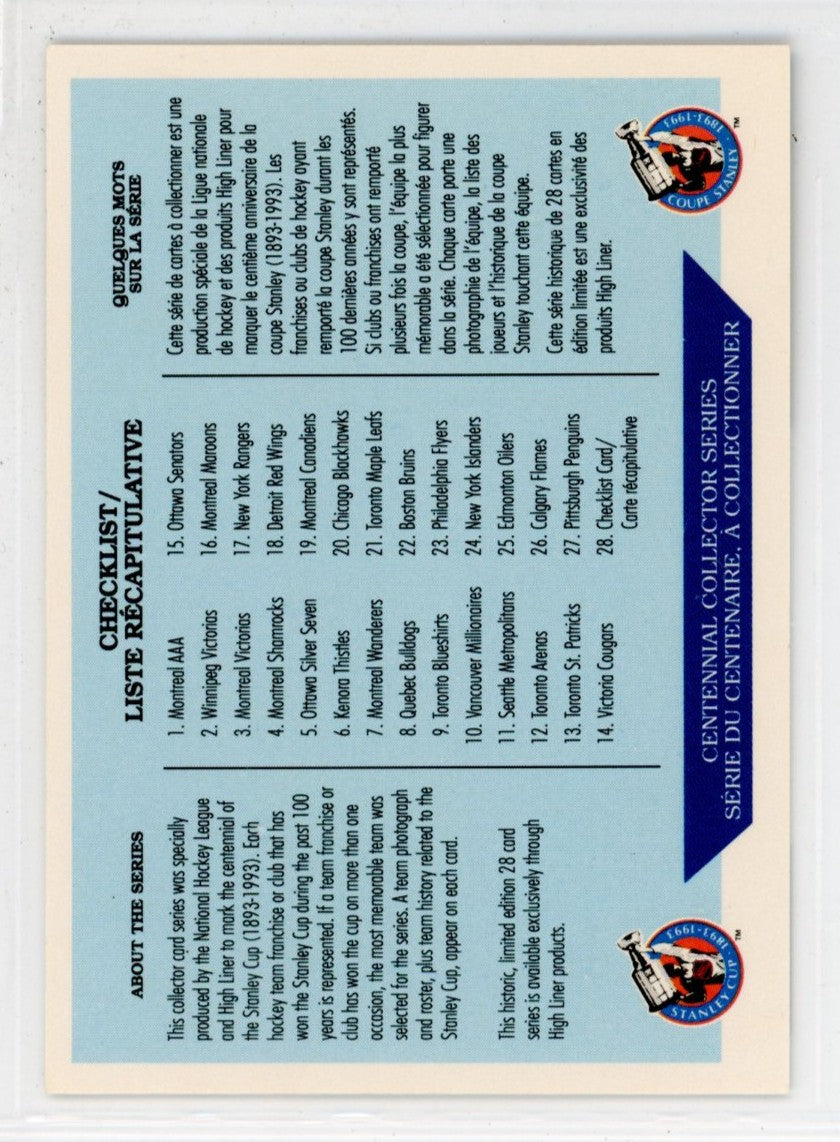 1992 High Liner Stanley Cup Centennial NHL Hockey Card Complete Set (28 Cards)