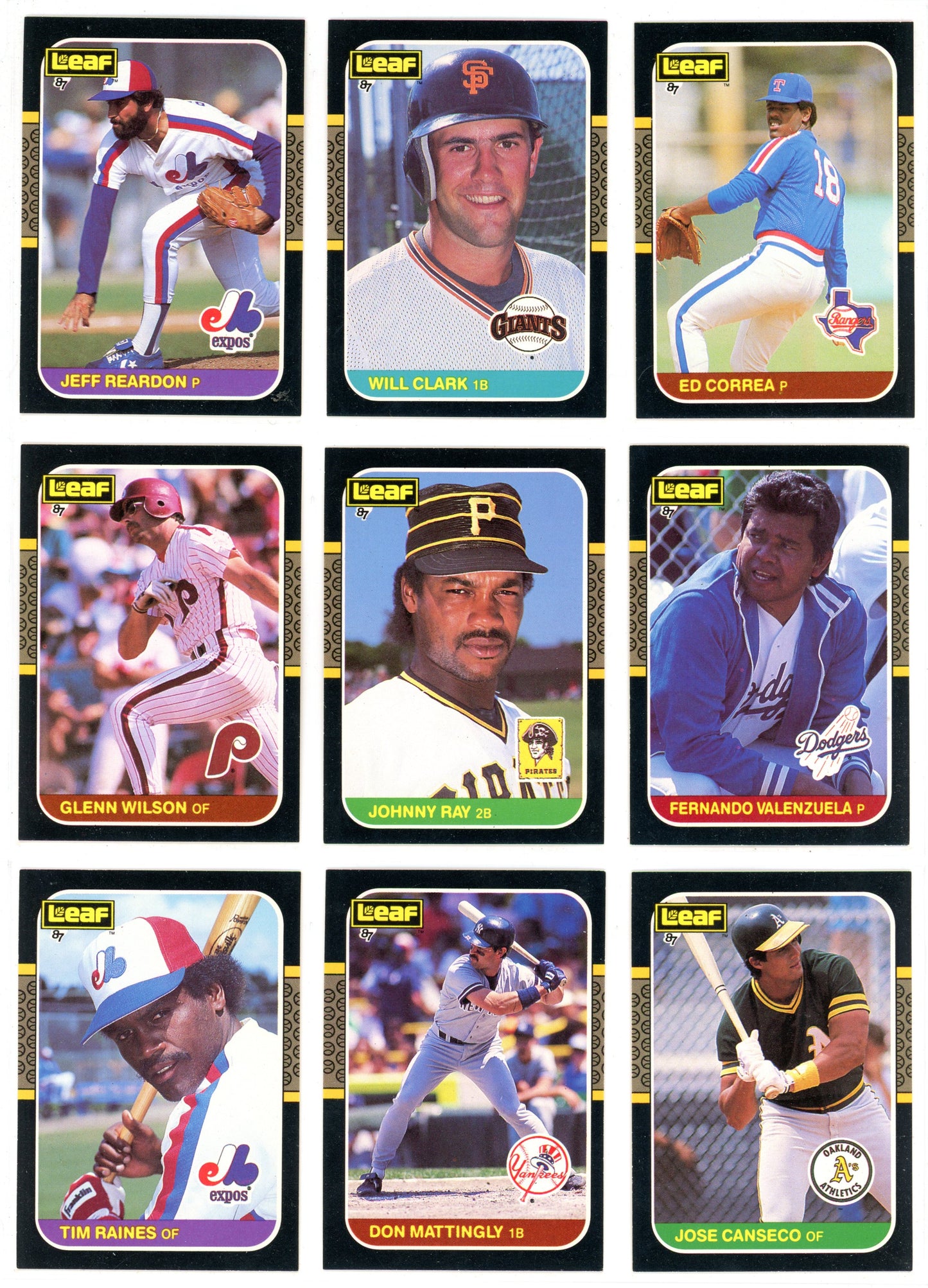 1987 Leaf Baseball Card Complete Set (264 Cards) + Roberto Clemente Puzzle Maddux, Bo Jackson Rookie High Grade!