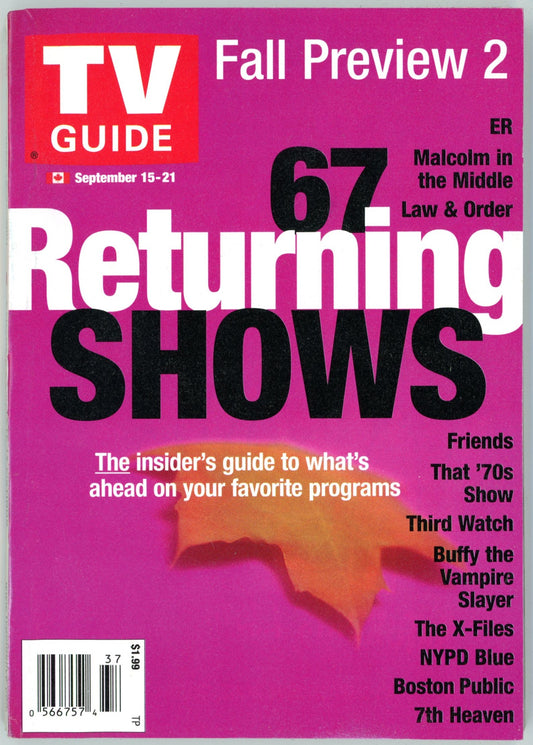 TV Guide Canada Vintage Magazine (September 15-21 2001) Newsstand Fall Preview 2