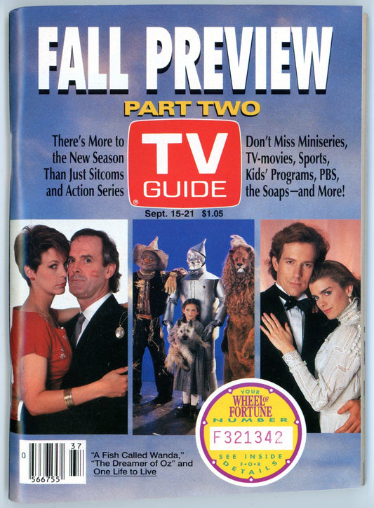 TV Guide Canada Vintage Magazine (September 15-21 1990) Newsstand Fall Preview 2
