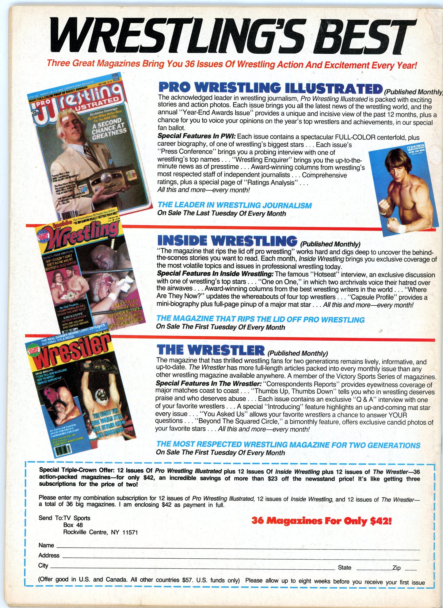 Inside Wrestling Vintage Magazine (April, 1986) Dusty Rhodes, Ric Flair