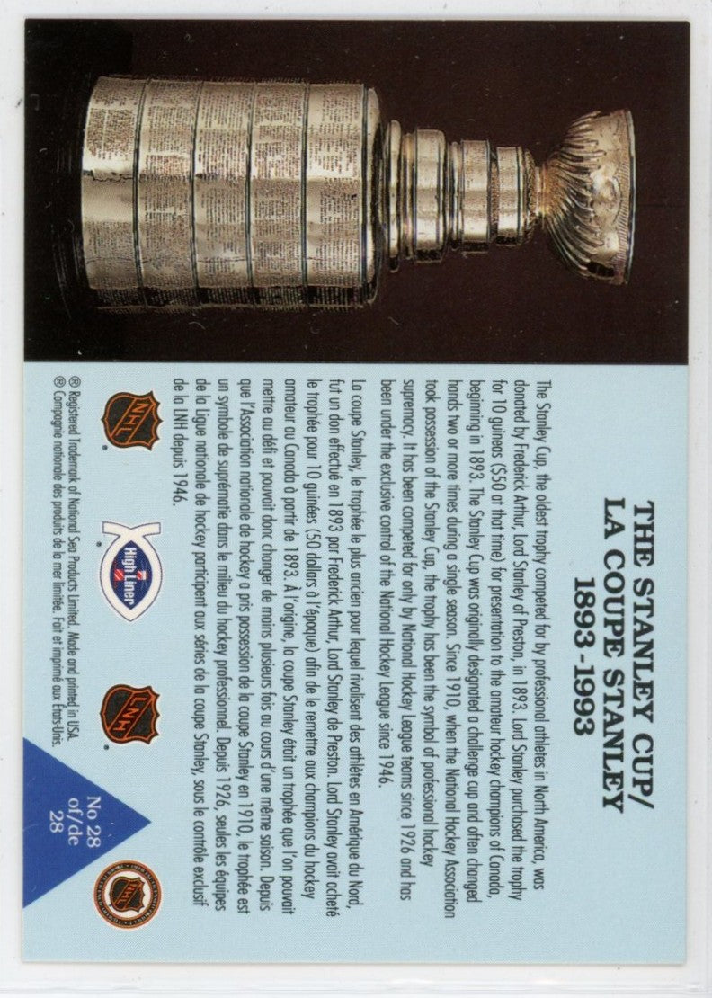 1992 High Liner Stanley Cup Centennial NHL Hockey Card Complete Set (28 Cards)