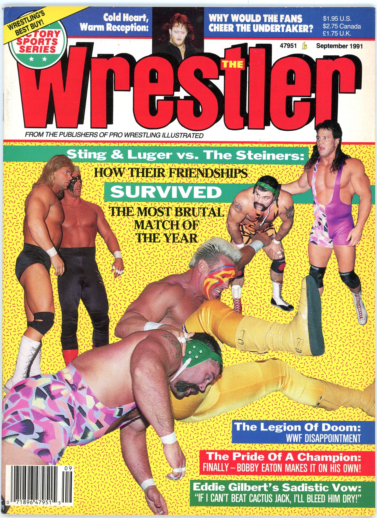 The Wrestler Vintage Magazine (September, 1991) Sting, Lex Luger vs. The Steiners