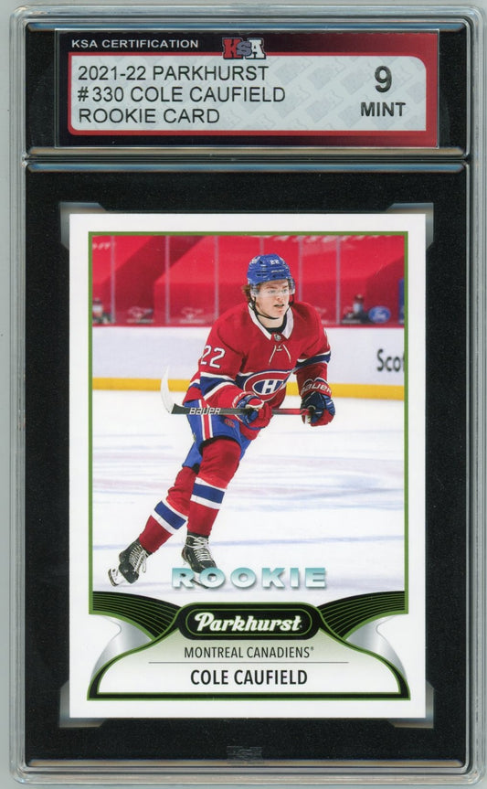 2021/22 Parkhurst Cole Caufield Graded Rookie Card #330 KSA 9