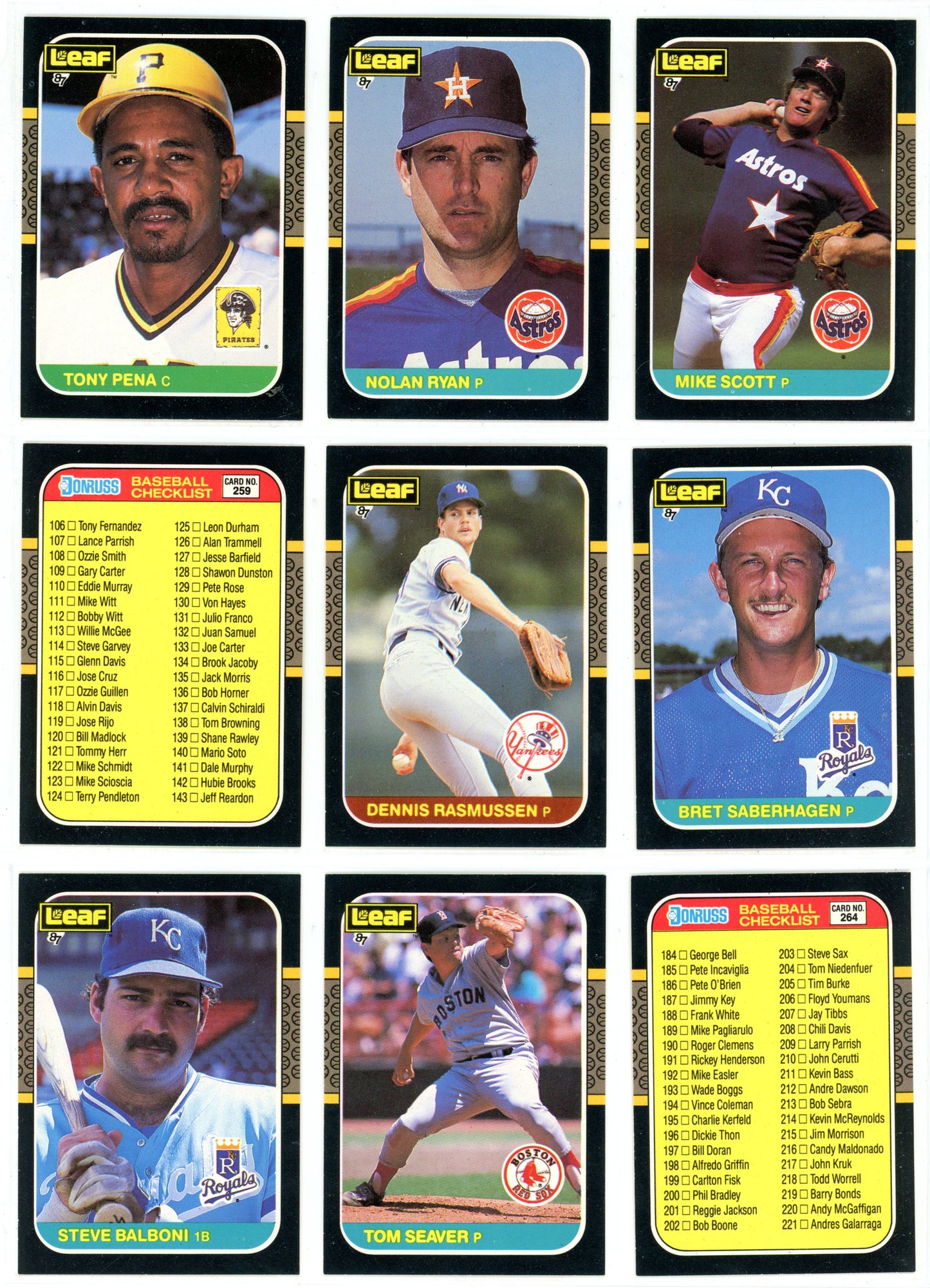 1987 Leaf Baseball Card Complete Set (264 Cards) + Roberto Clemente Puzzle Maddux, Bo Jackson Rookie High Grade!