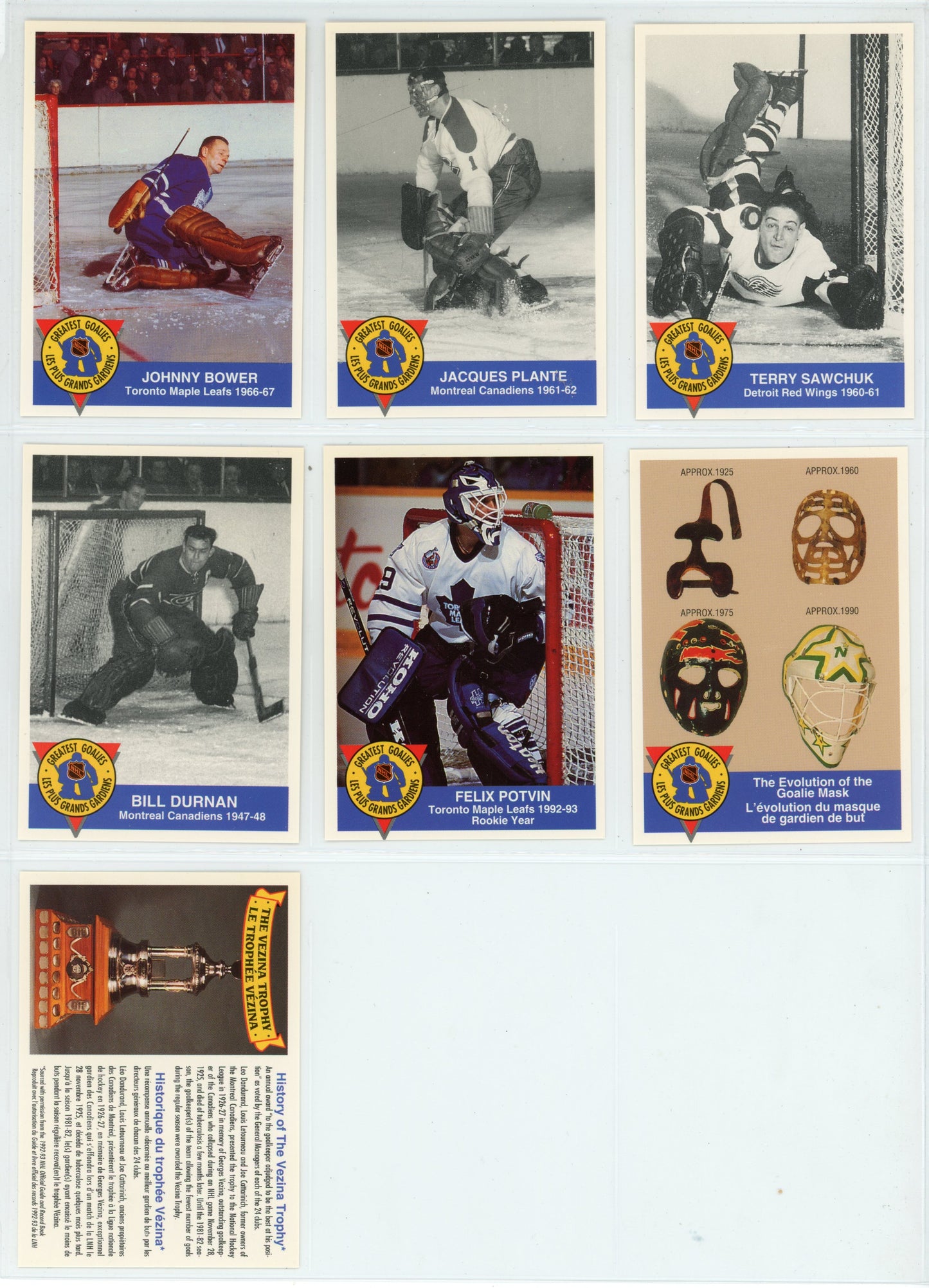 1993 High Liner Greatest Goalies NHL Hockey Card Complete Set (15 Cards)