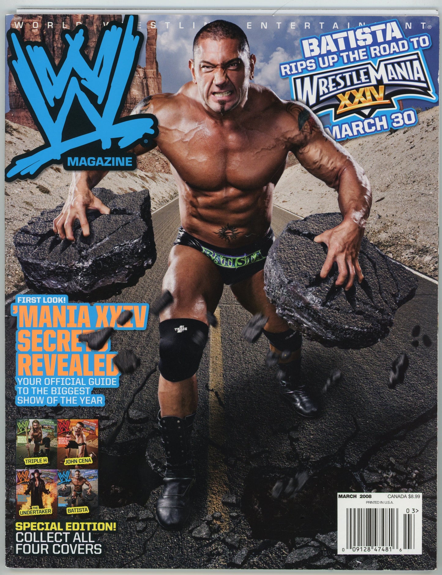 WWE Vintage Wrestling Magazine (March 2008) Dave Batista Cover