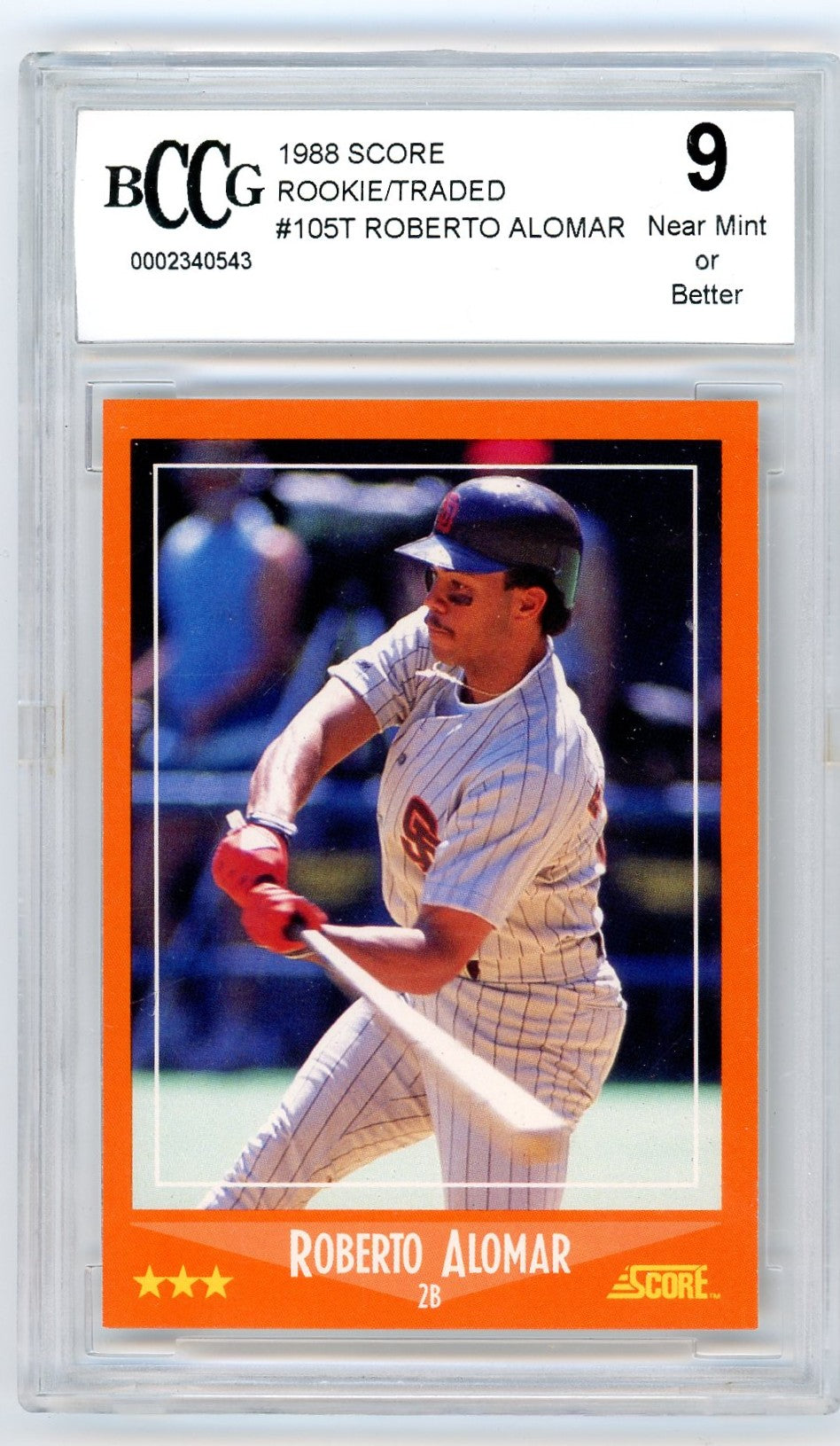 1988 Score Roberto Alomar Rookie & Traded Graded Card BCCG 9