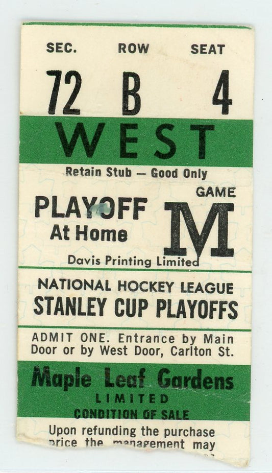 Toronto Maple Leafs Stanley Cup Playoffs Vintage Ticket Maple Leaf Gardens 1980s