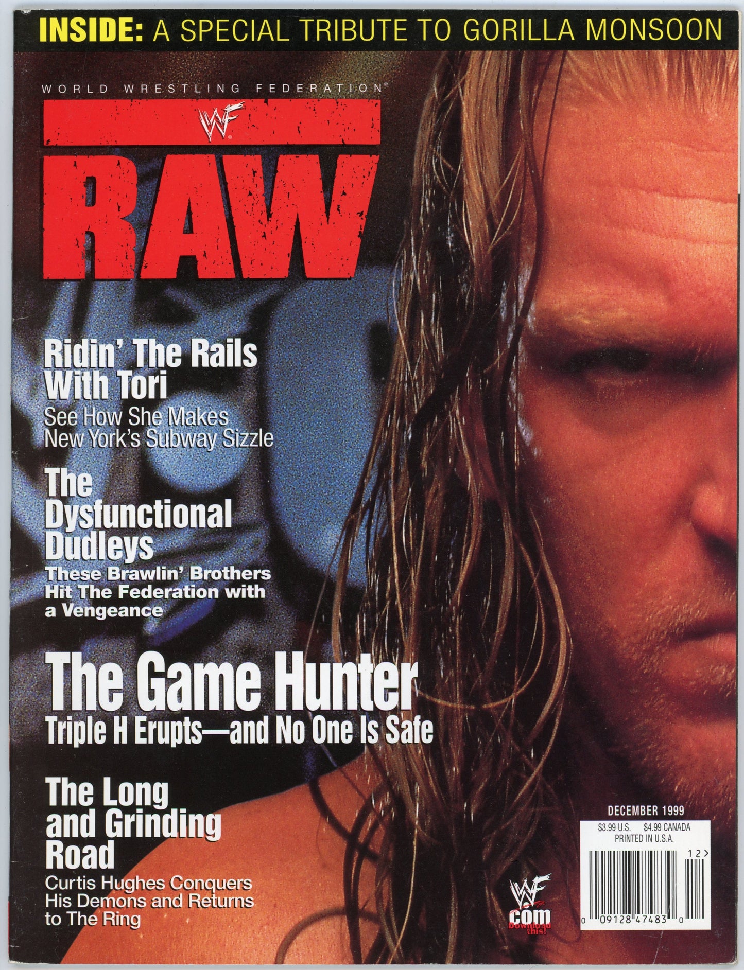 WWF WWE Raw Vintage Wrestling Magazine (December 1999) Triple H Cover