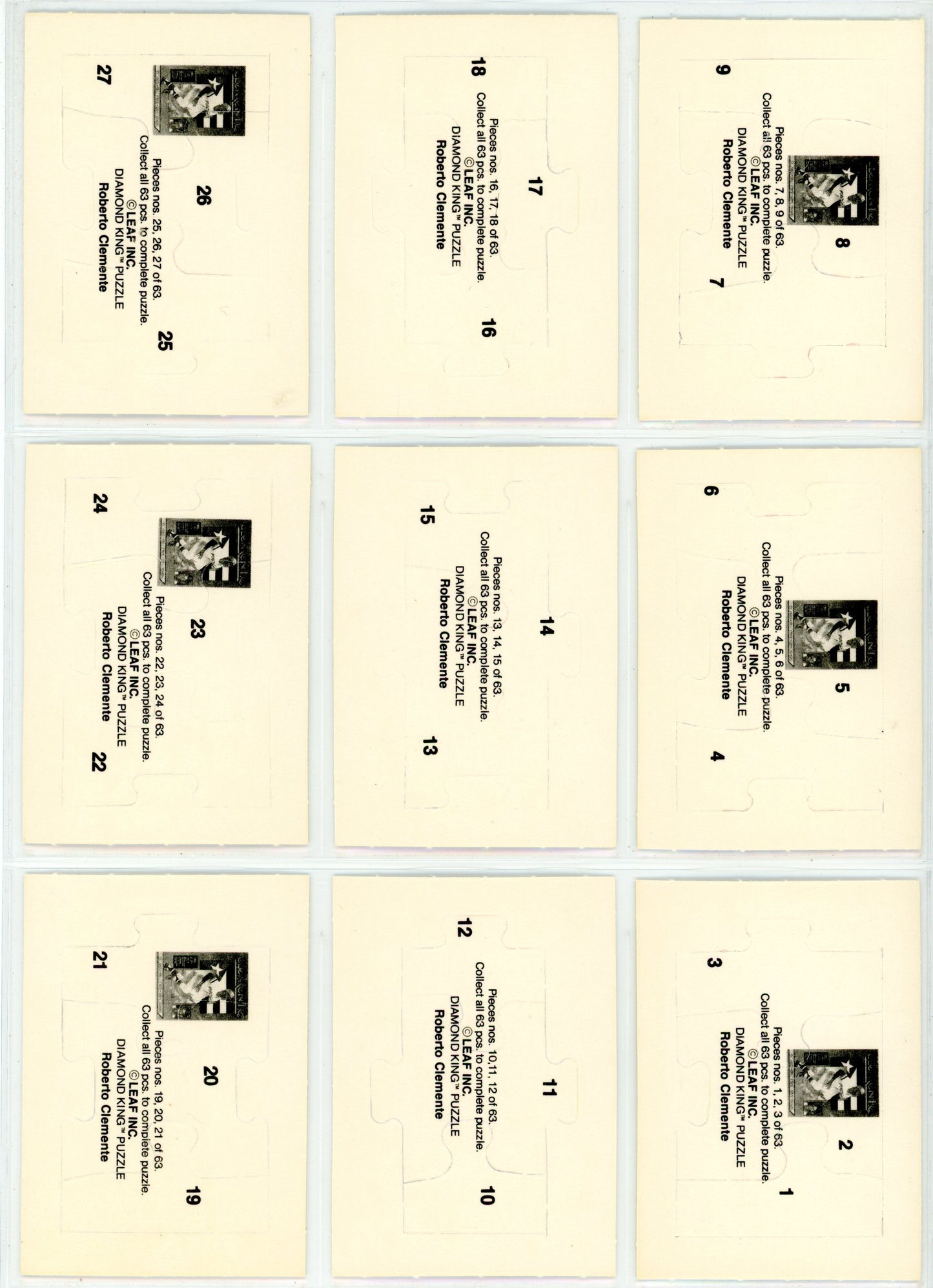 1987 Leaf Baseball Card Complete Set (264 Cards) + Roberto Clemente Puzzle Maddux, Bo Jackson Rookie High Grade!